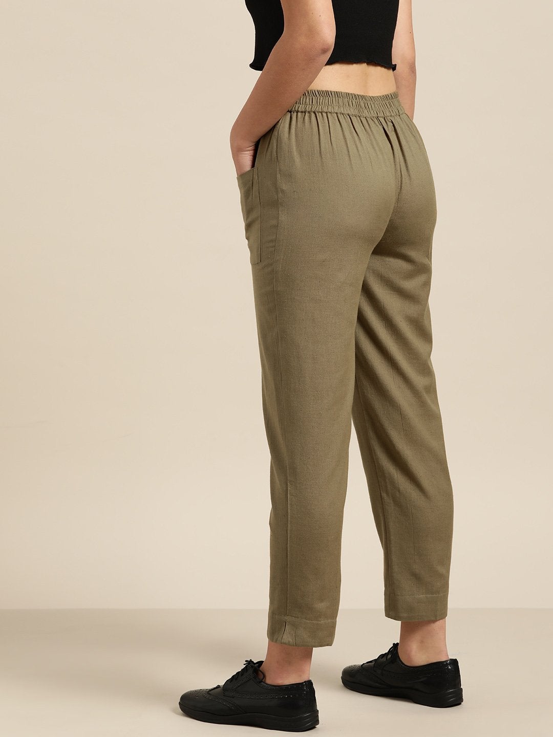 Women's Olive Patch Pocket Pants