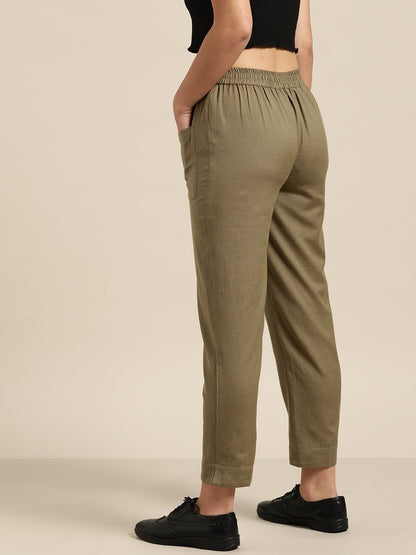 Women's Olive Patch Pocket Pants