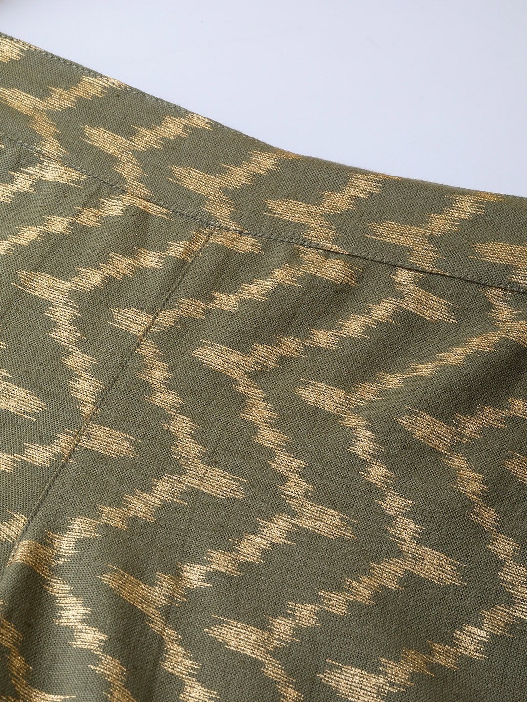 Women's Olive Chevron Foil Tulip Pants