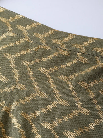 Women's Olive Chevron Foil Tulip Pants