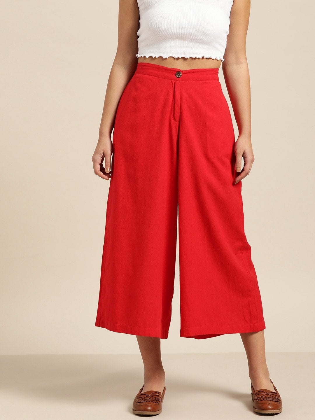 Women's Red Flared Pants