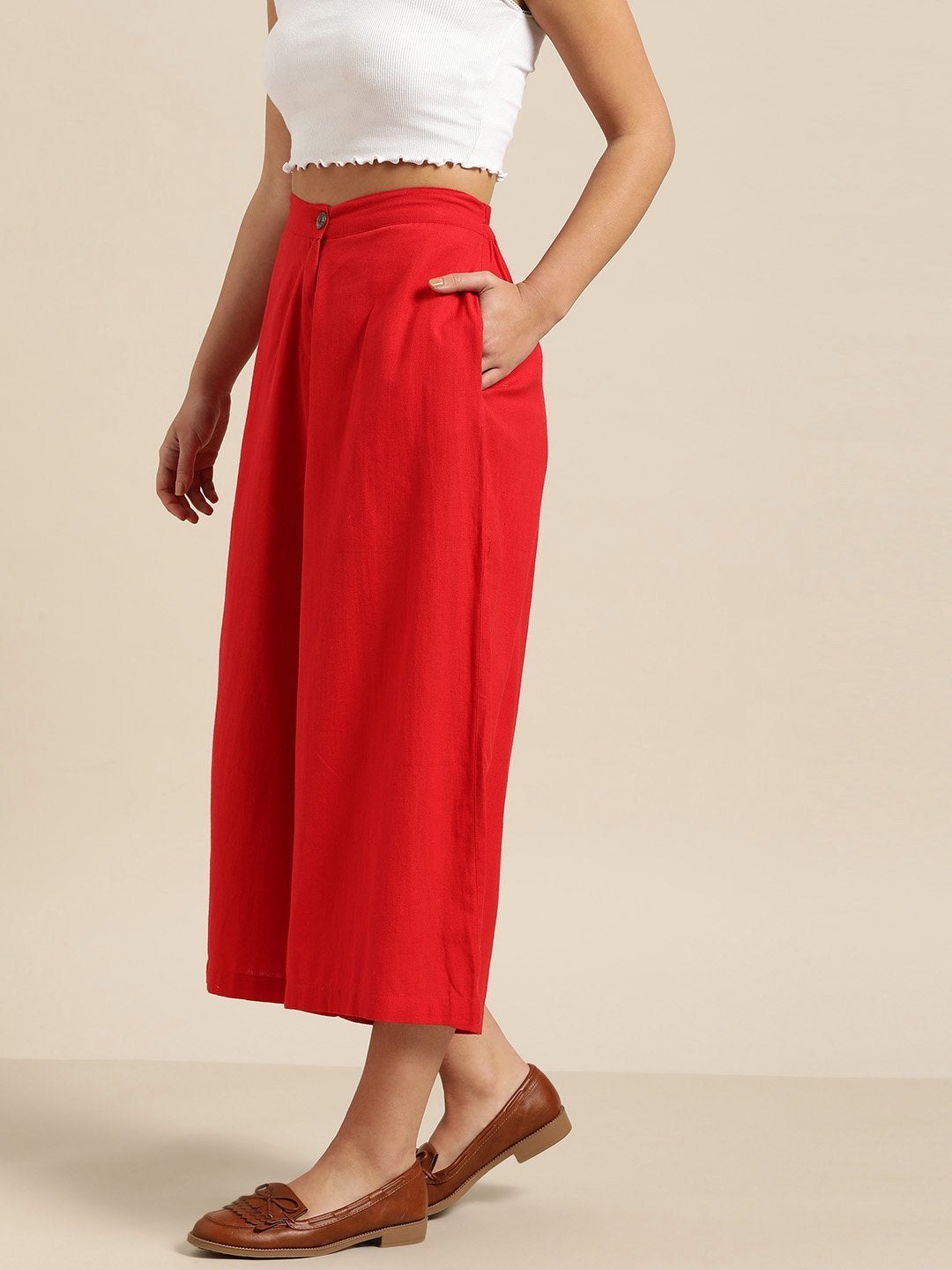 Women's Red Flared Pants