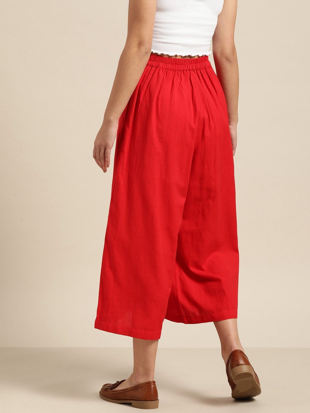 Women's Red Flared Pants