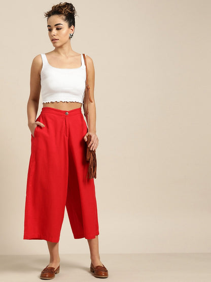 Women's Red Flared Pants