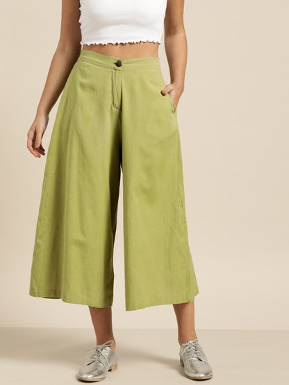 Women's Green Flared Pants