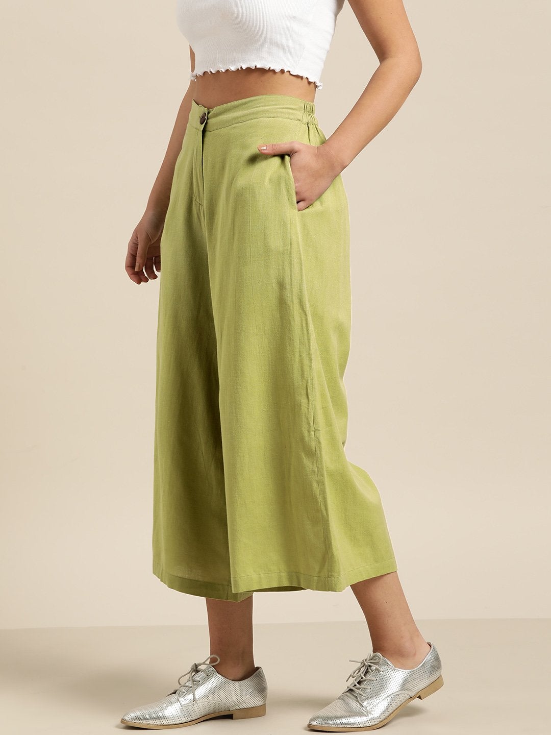 Women's Green Flared Pants