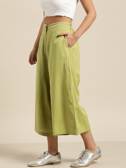 Women's Green Flared Pants