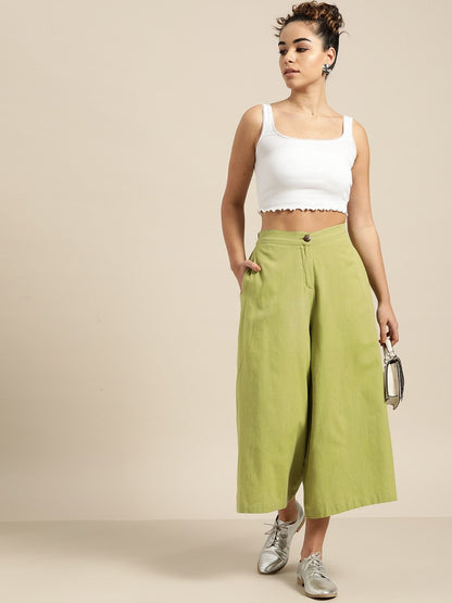 Women's Green Flared Pants