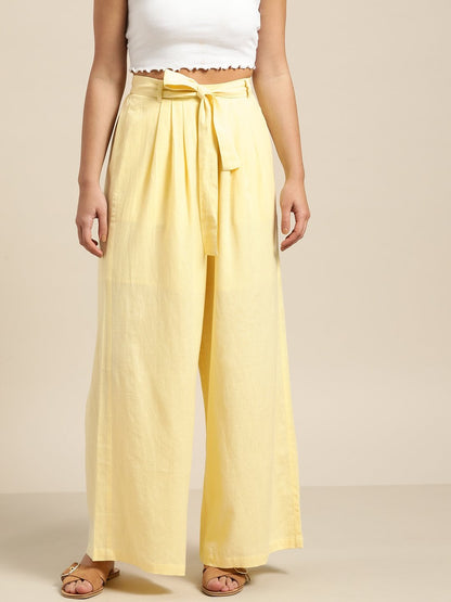 Women's Lemon Pleated Palazzo