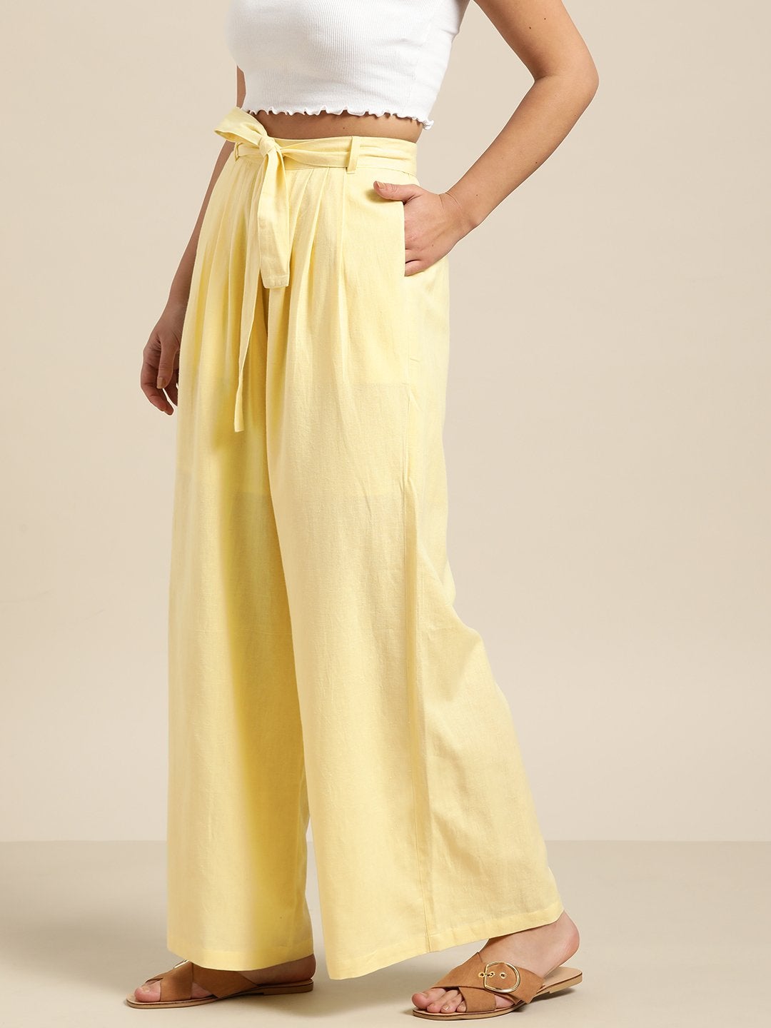 Women's Lemon Pleated Palazzo
