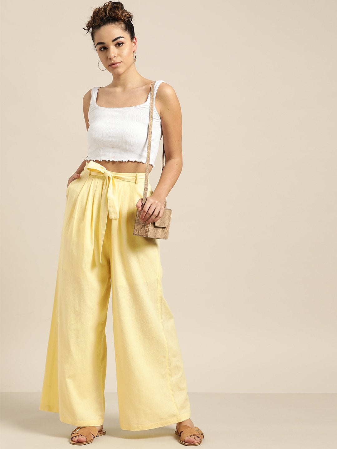 Women's Lemon Pleated Palazzo