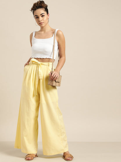 Women's Lemon Pleated Palazzo
