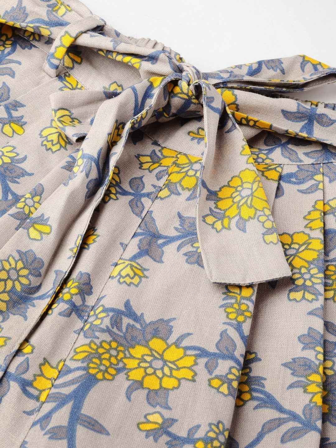 Women's Grey Floral Pleated Palazzo
