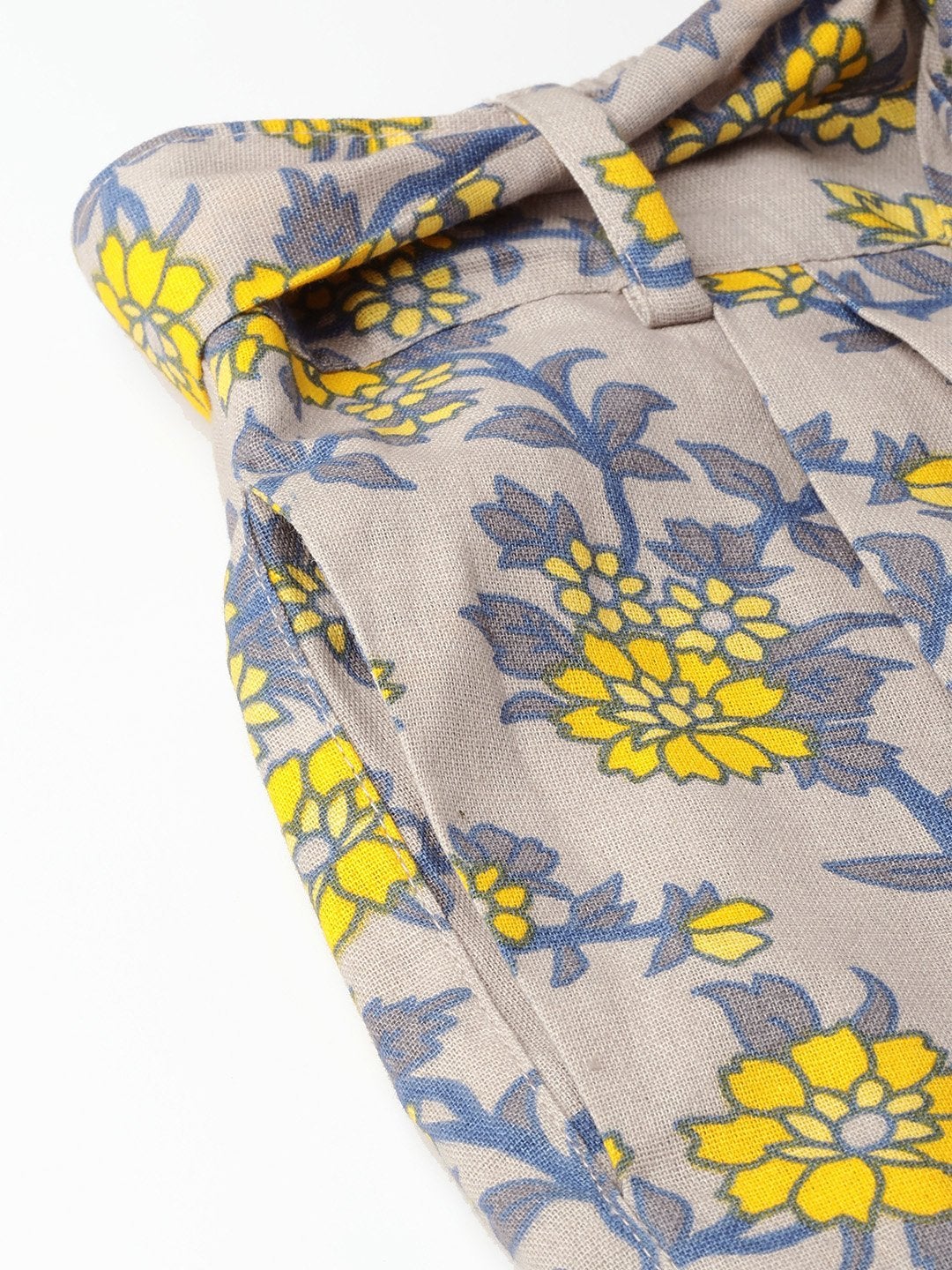 Women's Grey Floral Pleated Palazzo