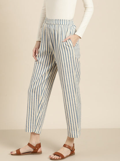 Women's Navy Striped Pants