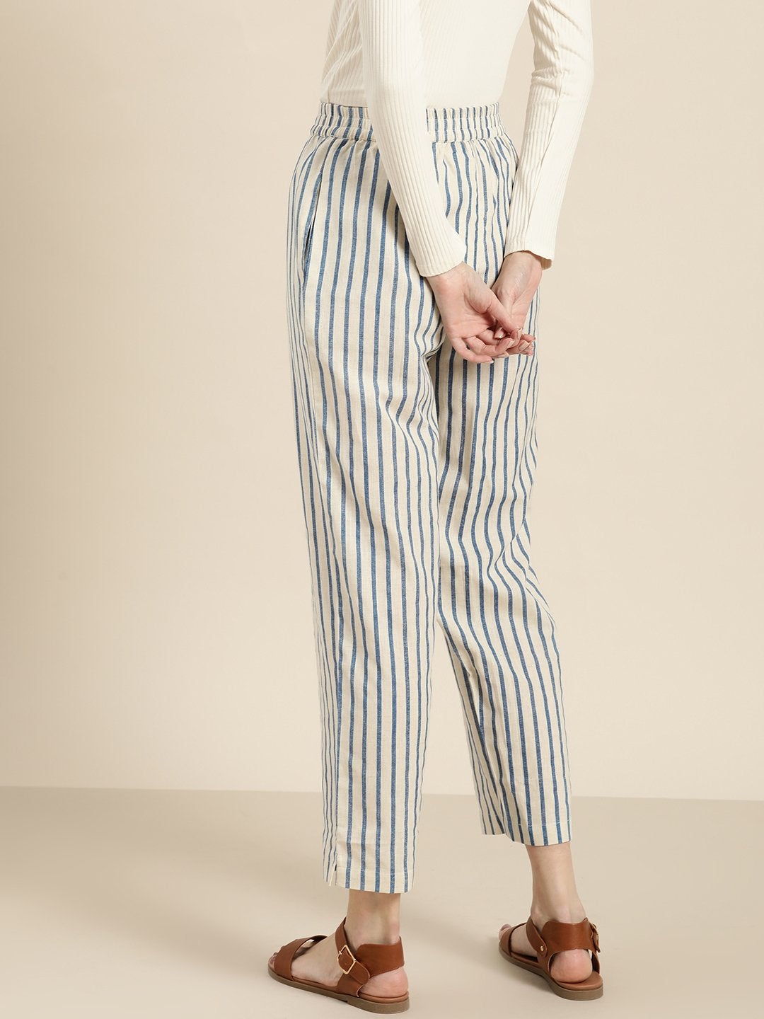Women's Navy Striped Pants