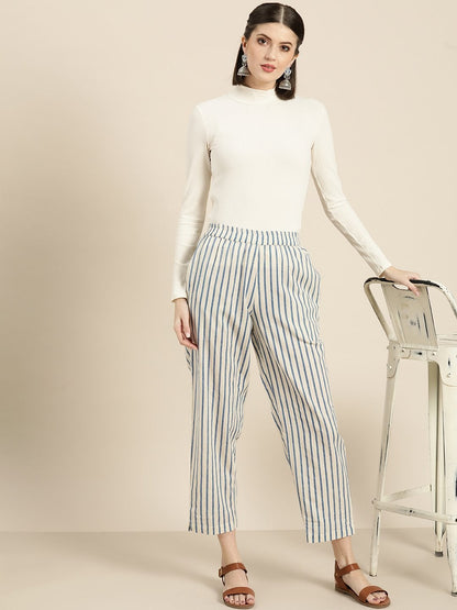 Women's Navy Striped Pants