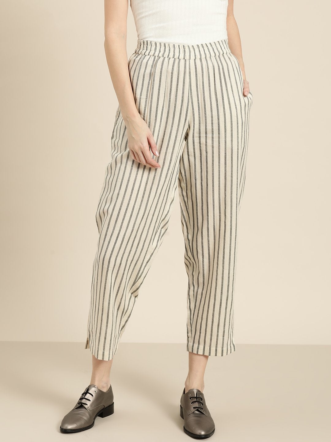 Women's Grey Striped Pants