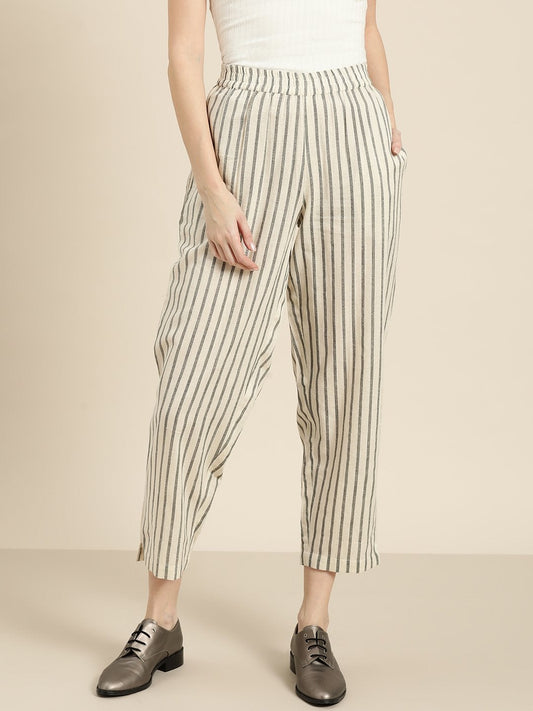 Women's Grey Striped Pants