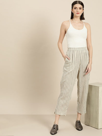 Women's Grey Striped Pants