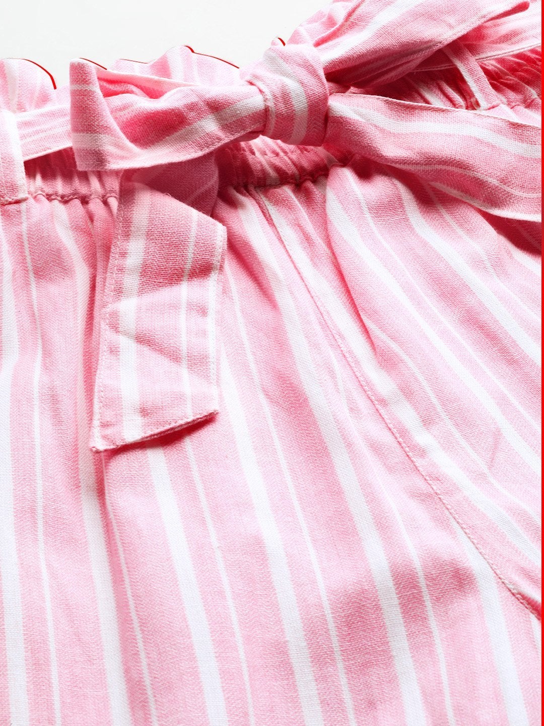 Women's Pink Stripes Paper Bag Pants