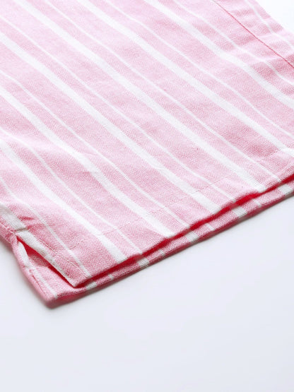 Women's Pink Stripes Paper Bag Pants
