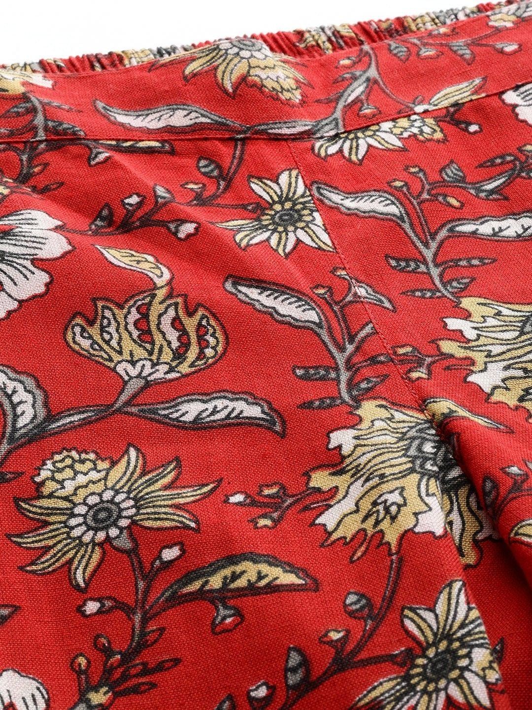 Women's Red Floral Tulip Pants