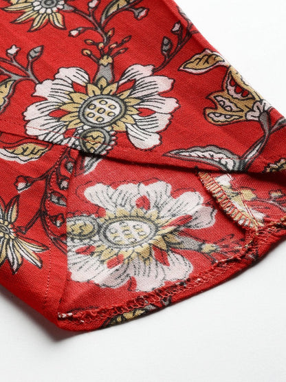 Women's Red Floral Tulip Pants