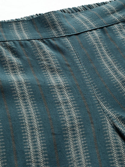 Women's Teal Striped Tulip Pants