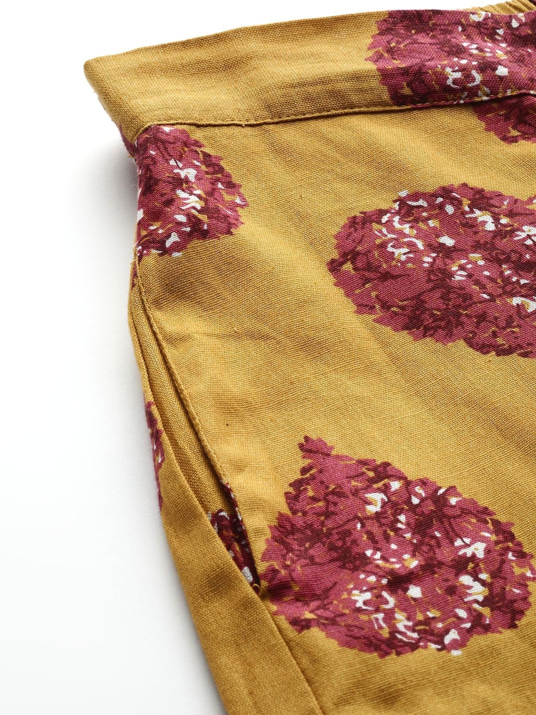 Women's Mustard Floral Booti Flared Pants
