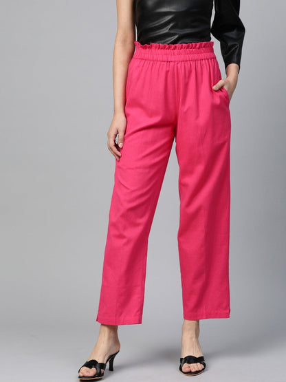 Women's Pink Paperbag Tapered Pants