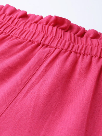 Women's Pink Paperbag Tapered Pants