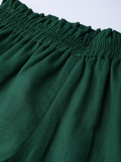 Women's Green Paperbag Tapered Pants