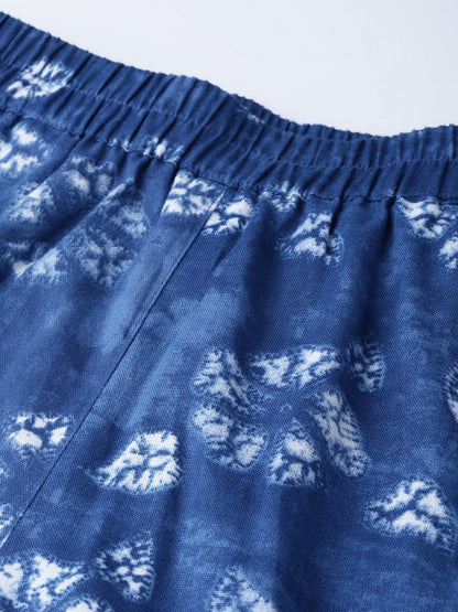 Women's Blue Tie & Dye Floral Tapered Pants