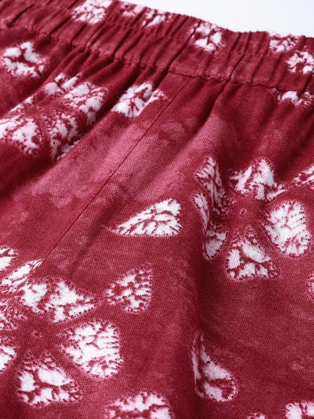 Women's Red Tie & Dye Floral Tapered Pants