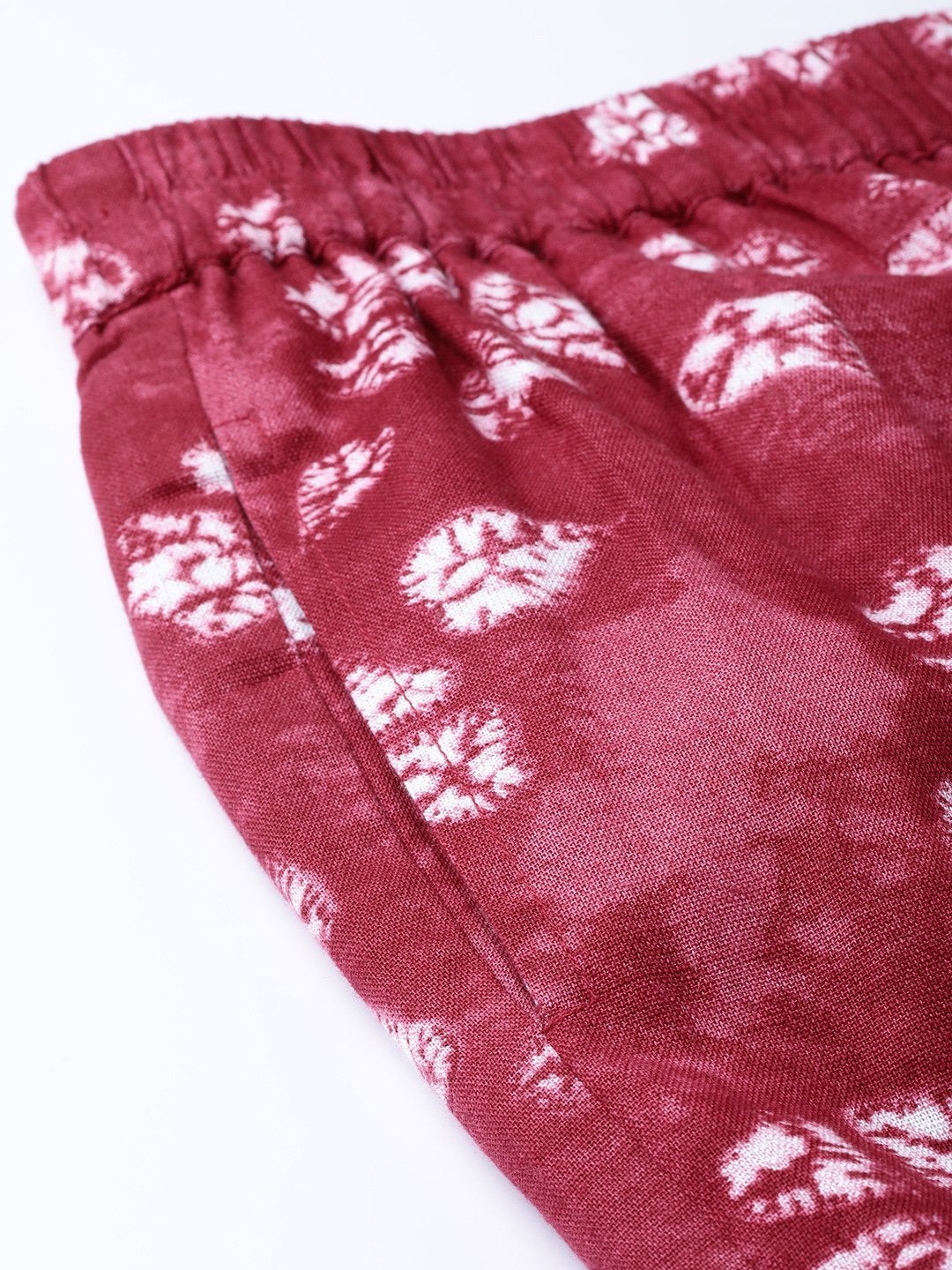 Women's Red Tie & Dye Floral Tapered Pants