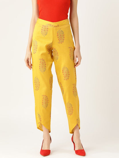 Women's Mustard Floral Dhoti Pants