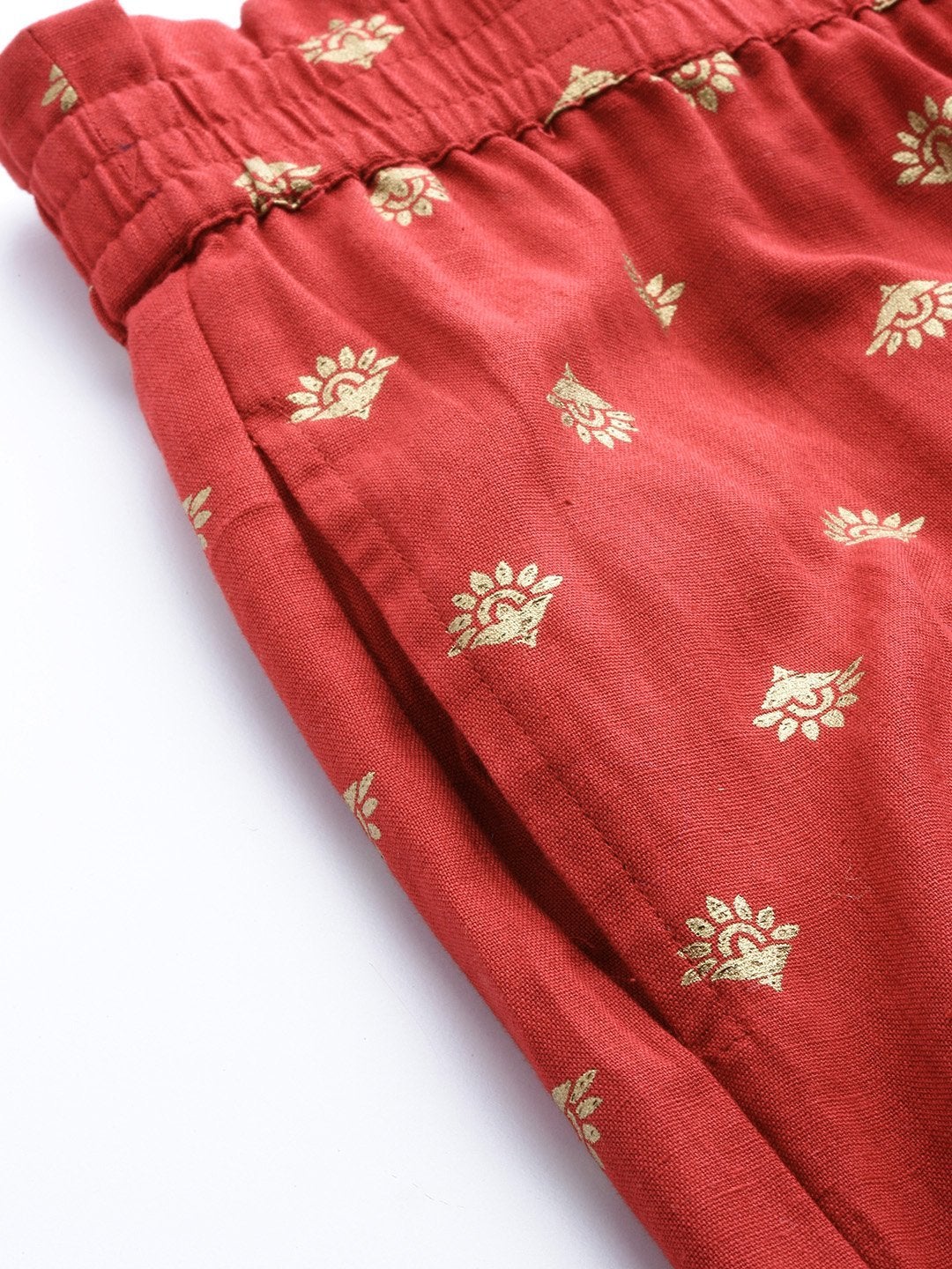 Women's Maroon Small Booti Foil Tapered Pants