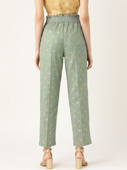 Women's Teal Small Booti Foil Tapered Pants