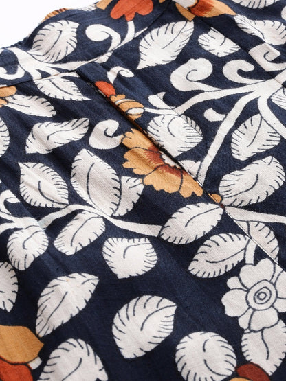 Women's Navy Floral Cuffed Pants