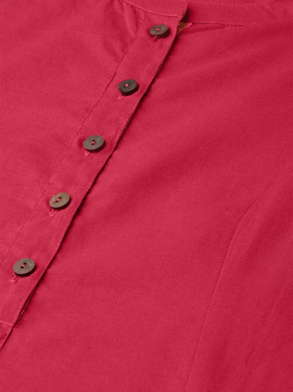 Women's Magenta Kurta Pants & Mustard Bandhej Du