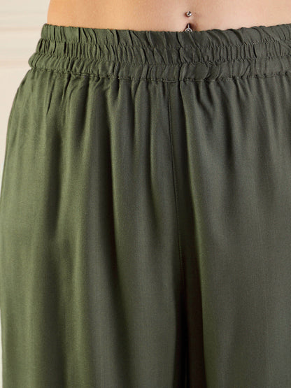 Women's Green Embroidered Co-Ord Set