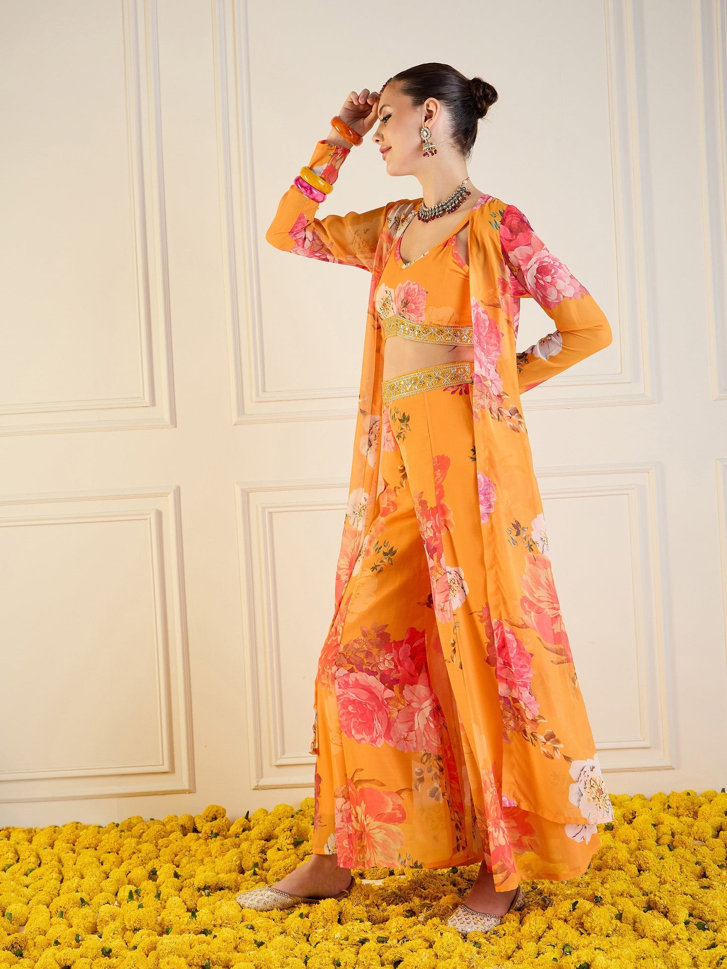 Women's Yellow Floral Co-Ord Set