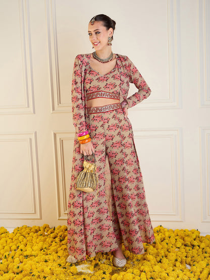 Women's Beige Floral Co-Ord Set