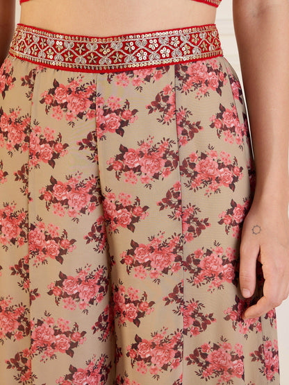 Women's Beige Floral Co-Ord Set