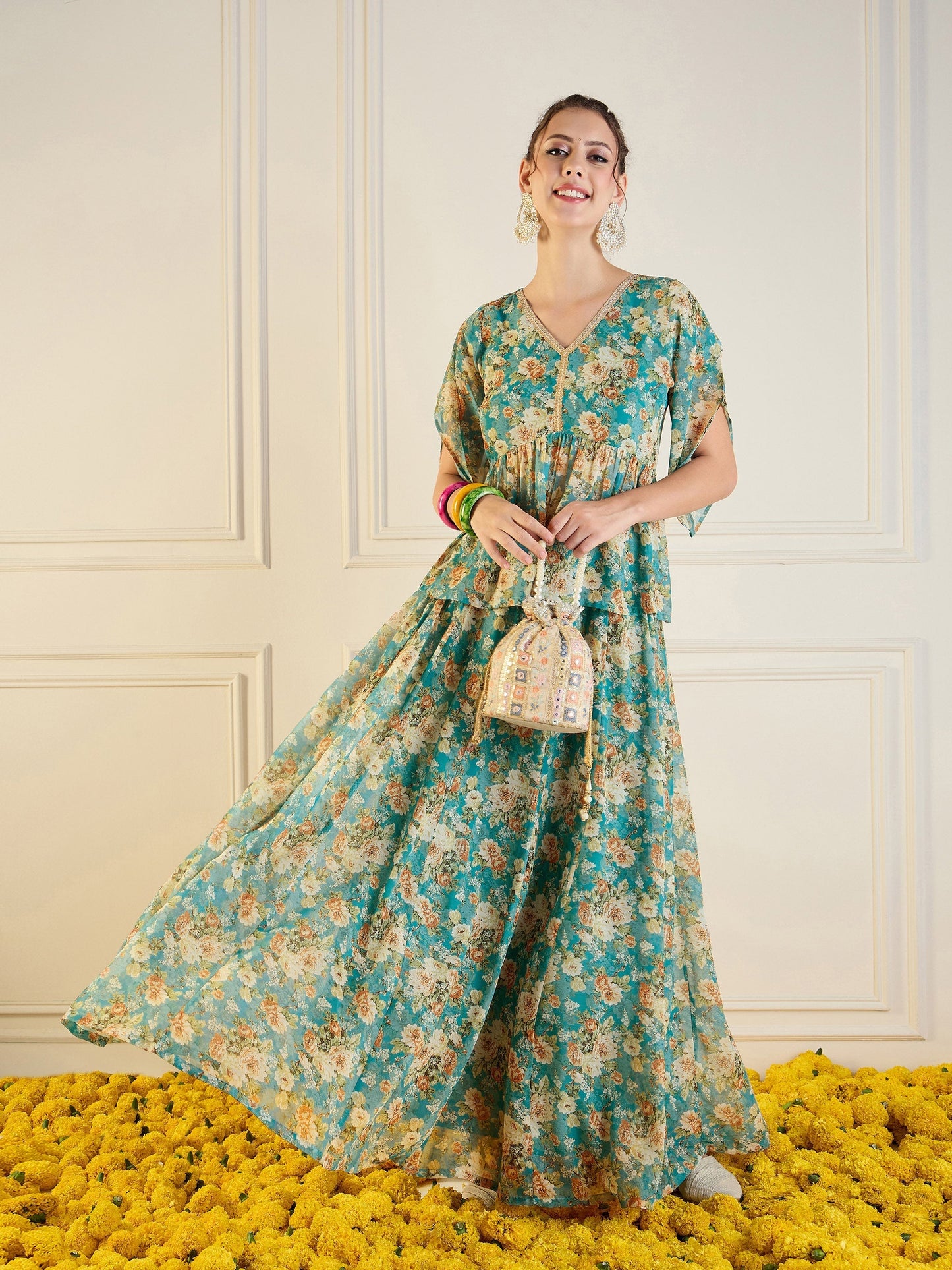 Women's Blue Floral Co-Ord Set
