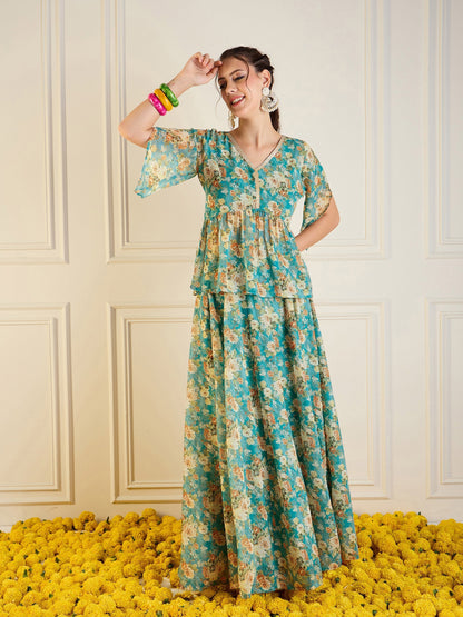 Women's Blue Floral Co-Ord Set