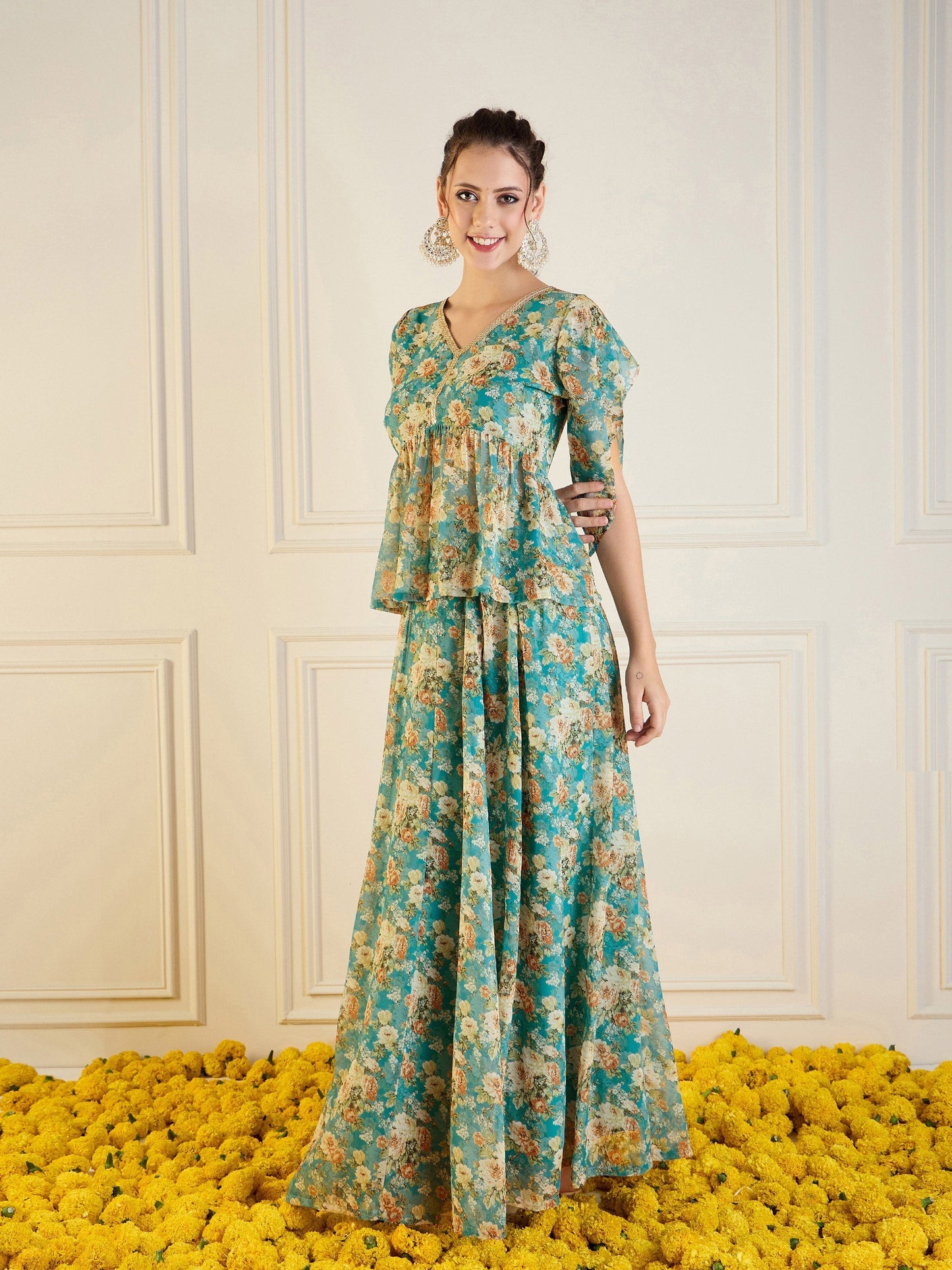 Women's Blue Floral Co-Ord Set