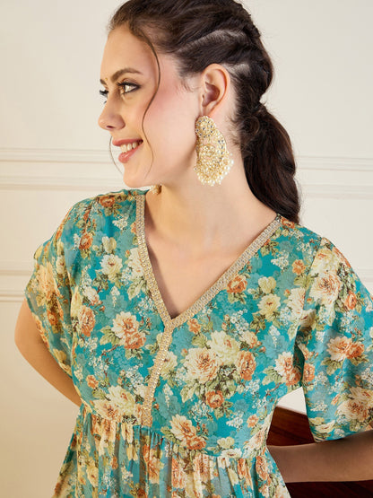 Women's Blue Floral Co-Ord Set