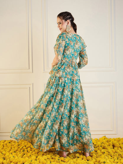 Women's Blue Floral Co-Ord Set